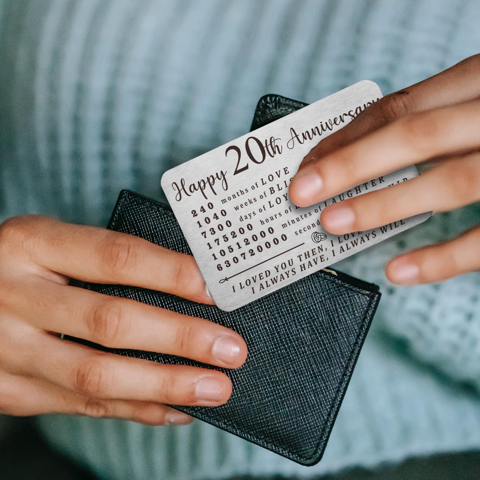 Luptiteuy 20 Year Anniversary Wallet Card Gifts for Husband Wife